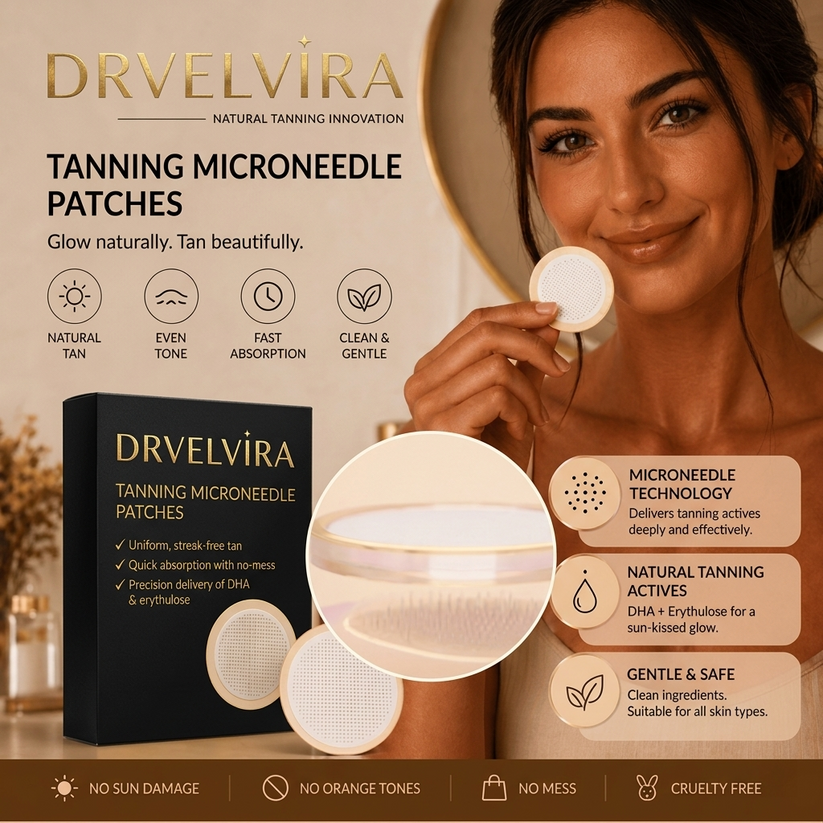Drvelvira Tanning Microneedle Patches Before and After